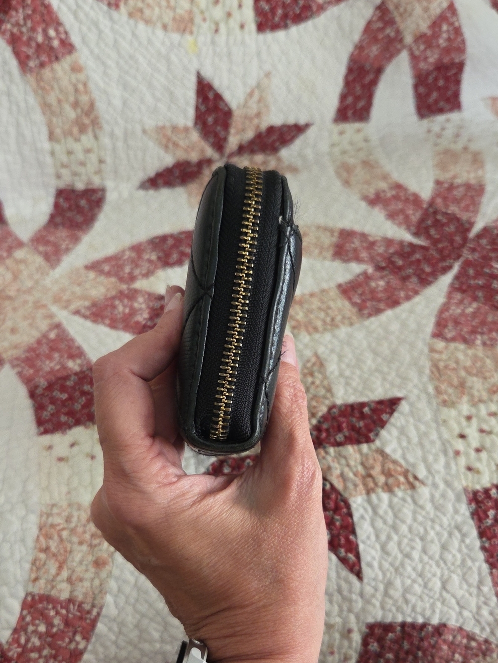 kate spade Black Quilted Zip-Around Wallet with Gold Plaque - Picture 5 of 9